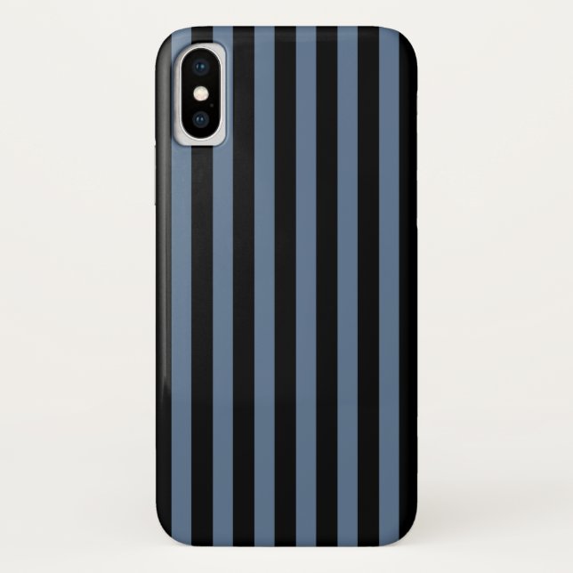 Funda De Case-Mate Para iPhone Rayas grises y negras azules (Reverso)