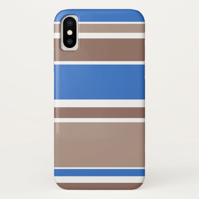 Funda De Case-Mate Para iPhone Rayas marrones y azules (Reverso)