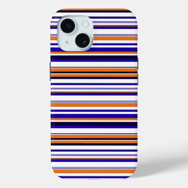 Funda De Case-Mate Para iPhone Rayas naranjas azules (Reverso )