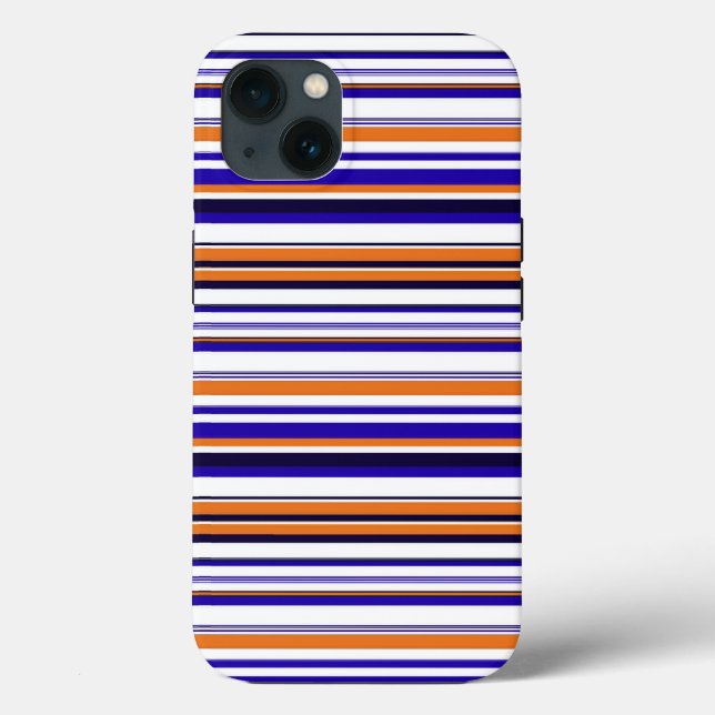 Funda De Case-Mate Para iPhone Rayas naranjas azules (Reverso )