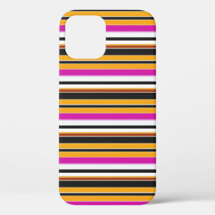 Funda Para iPhone 12 Rayas naranjas negras lindas