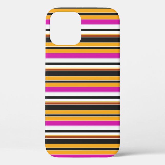 Funda De Case-Mate Para iPhone Rayas naranjas negras lindas (Reverso )