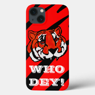 FUNDA PARA iPhone 13 RAYAS NARANJAS Y NEGRAS
