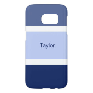 Funda Para Samsung Galaxy S7 Rayas náuticas personalizadas azul y blanco