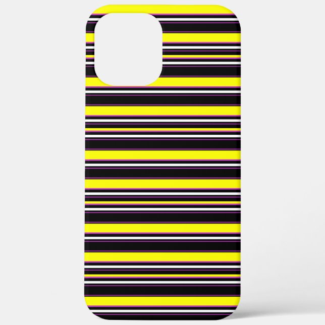 Funda De Case-Mate Para iPhone Rayas negras amarillas lindas (Reverso )