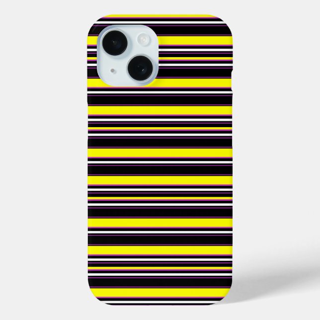 Funda De Case-Mate Para iPhone Rayas negras amarillas lindas (Reverso )
