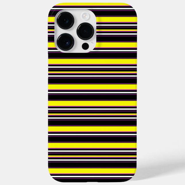 Funda De Case-Mate Para iPhone Rayas negras amarillas lindas (Reverso)