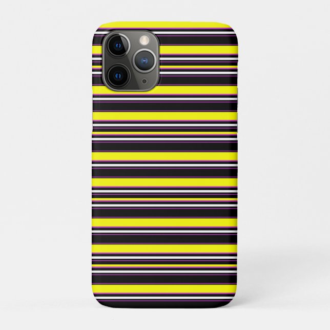 Funda De Case-Mate Para iPhone Rayas negras amarillas lindas (Reverso)