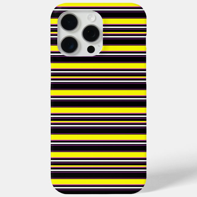 Funda De Case-Mate Para iPhone Rayas negras amarillas lindas (Reverso )