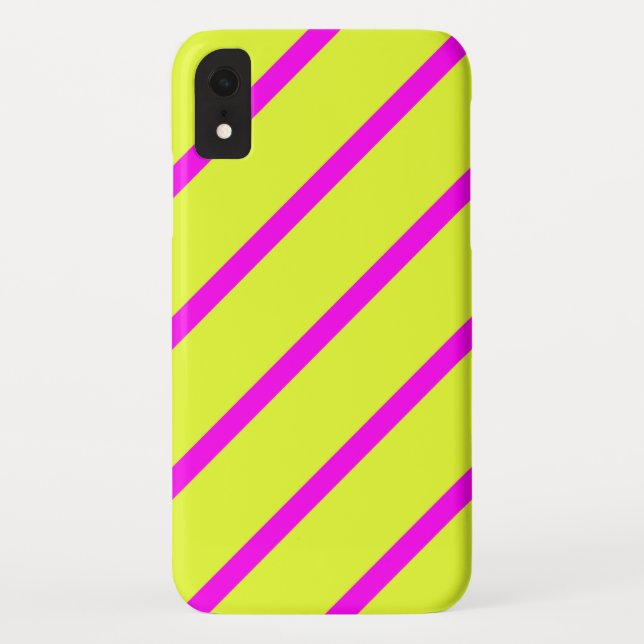 Funda De Case-Mate Para iPhone Rayas negras amarillas y rosadas vívidas (Reverso)