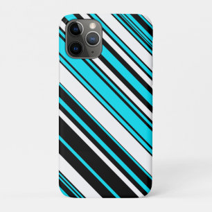 Funda Para iPhone 11 Pro Rayas negras blancas y aqua lindas