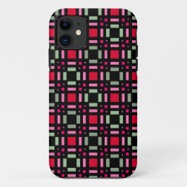 Funda Para iPhone 11 Rayas negras rojas de yeso geométrico