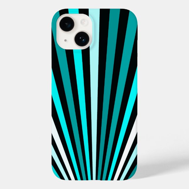Funda De Case-Mate Para iPhone Rayas negras turquesas blancas (Reverso )