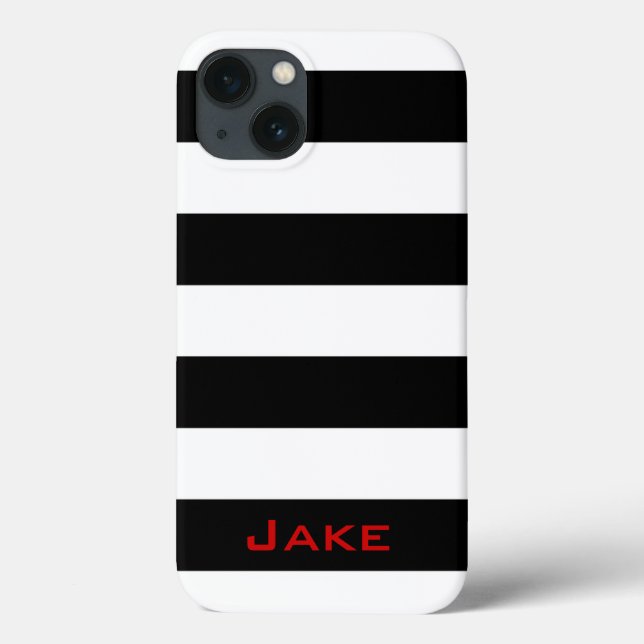 Funda De Case-Mate Para iPhone Rayas Negras y Blancas Simples y Negritas (Reverso)