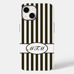 Funda Para iPhone 14 De Case-Mate Rayas otoñales del chocolate con el monograma