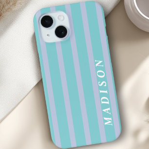 Funda Para iPhone 15 Rayas Personalizadas Azules