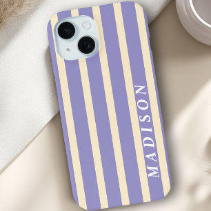 Funda Para iPhone 15 Rayas Personalizadas Beige Morado