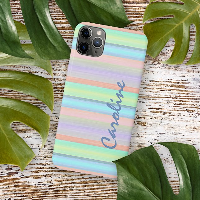 Funda De Case-Mate Para iPhone Rayas personalizadas de azul rosa verde lima (Subido por el creador)