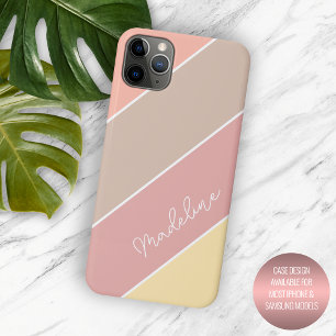 Funda Para iPhone 11 Pro Max Rayas personalizadas de color rosa melocotón naran