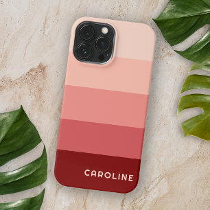 Funda Para iPhone 15 Pro Max Rayas personalizadas rosa carmesí rojo melocotón n
