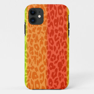 Funda Para iPhone 11 Rayas retro de leopardo amarillo rojo Naranja de c