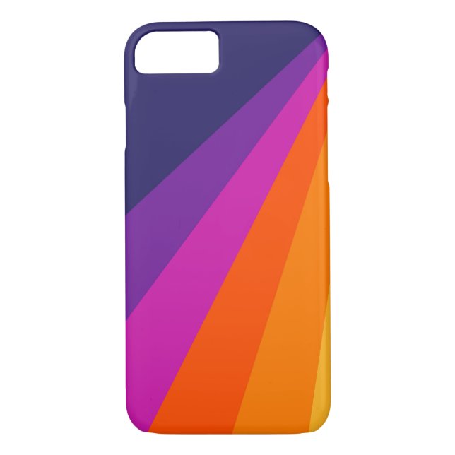 Funda De Case-Mate Para iPhone Rayas retro diagonales púrpura y naranja (Reverso)