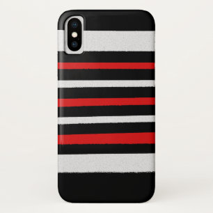 Funda Para iPhone X Rayas rojas blancas negras Patrones simples de Gua
