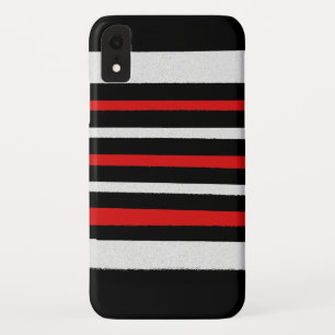 Funda Para iPhone XR Rayas rojas blancas negras Patrones simples de Gua