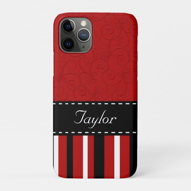 Funda De Case-Mate Para iPhone Rayas rojas y negras (Reverso)