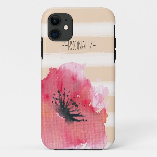 Funda De Case-Mate Para iPhone Rayas románticas simples florales (Reverso)
