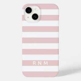 Funda Para iPhone 14 De Case-Mate Rayas Rosa Claro con Nombre o Conjunto de Monogram