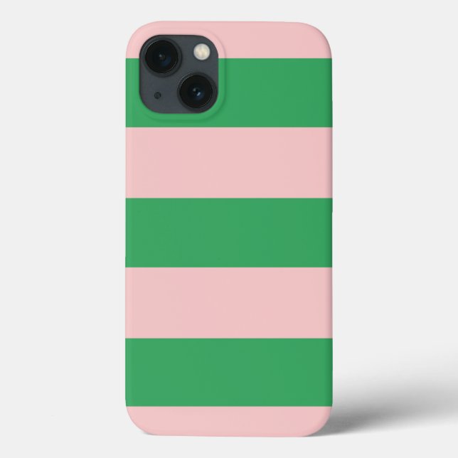 Funda De Case-Mate Para iPhone Rayas rosa pálido y verde (Reverso)