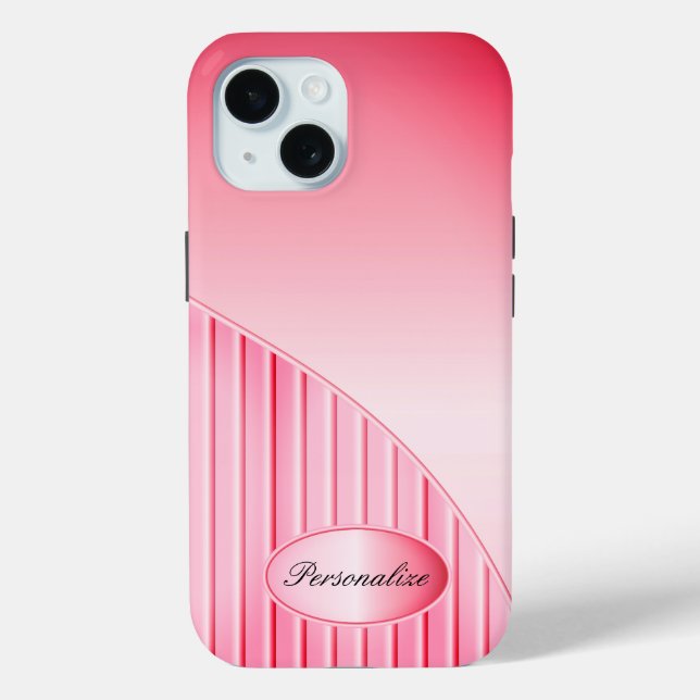 Funda De Case-Mate Para iPhone Rayas rosadas de bonito (Reverso )