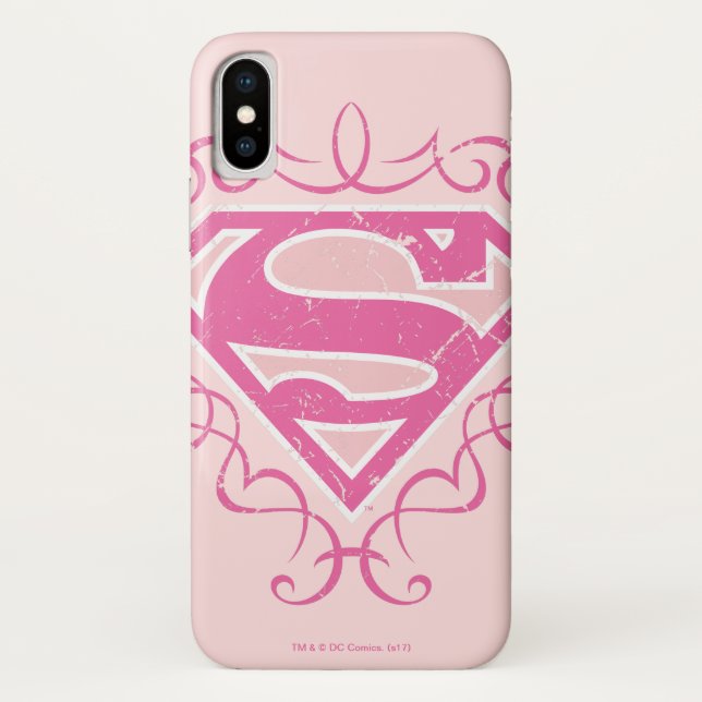 Funda De Case-Mate Para iPhone Rayas rosadas de Supergirl (Reverso)