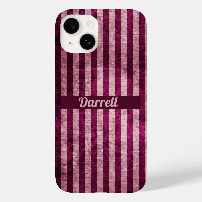 Funda De Case-Mate Para iPhone Rayas rosadas maroon y dusky personalizadas (Reverso )