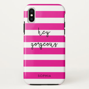 Funda Para iPhone X Rayas rosadas personalizadas Ey espléndidas