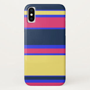 Funda Para iPhone X Rayas rosas, amarillas y azules