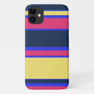 Funda Para iPhone 11 Rayas rosas, amarillas y azules