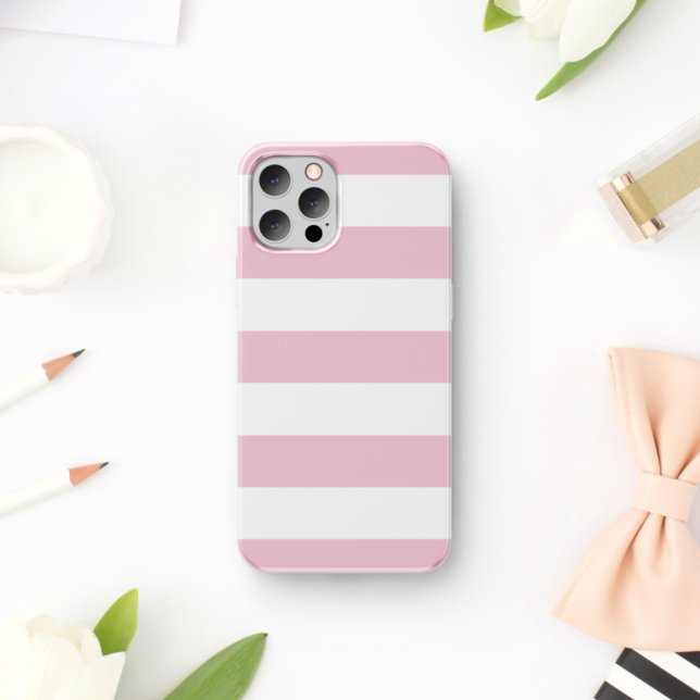Funda De Case-Mate Para iPhone Rayas rosas, franjas blancas, patrón rayado (Subido por el creador)