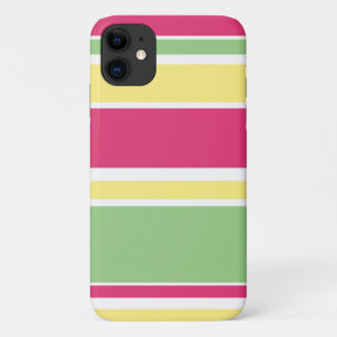 Funda Para iPhone 11 Rayas rosas, verdes y amarillas