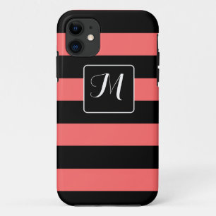 Funda Para iPhone 11 Rayas rosas y blancas - Personaliza tu propia