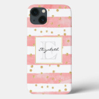 Rayas Rubor rosadas | Faux Gold Confetti