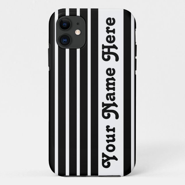 Funda De Case-Mate Para iPhone Rayas Safari Negras con nombre (Reverso)