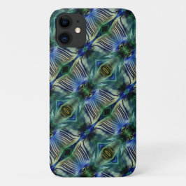 Funda Para iPhone 11 Rayas transversales curvadas en azul y verde llama