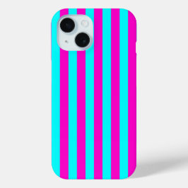 Funda Para iPhone 15 Rayas Turquesas De Color Rosa Y Azul Ciano Calient
