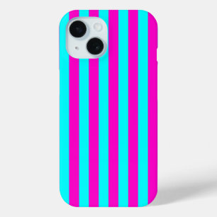 Funda Para iPhone 15 Rayas Turquesas De Color Rosa Y Azul Ciano Calient