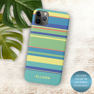 Funda Para iPhone 11 Pro Max Rayas verdes azules naranjas amarillas personaliza