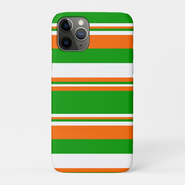 Funda De Case-Mate Para iPhone Rayas verdes, blancas y Naranjas (Reverso)