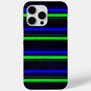 Funda Para iPhone 15 Pro Max Rayas verdes de color azul negro