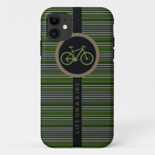 Funda Para iPhone 11 rayas verdes y bicicleta